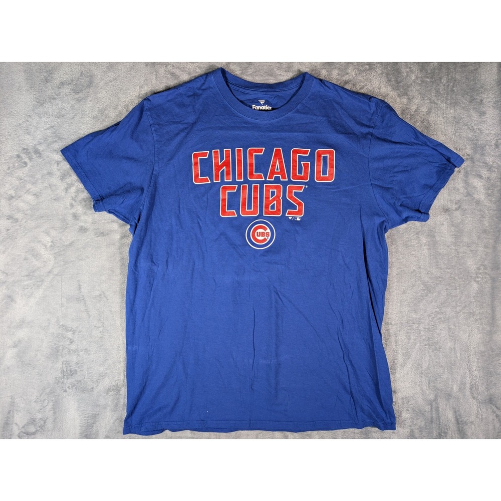 Fanatics Mens Chicago Cubs MLB Graphic T Shirt Royal Blue Short Sleeve Size XL